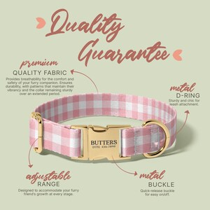 Checkered Square Dog Collar, Personalized Gift for Dog Lovers, Engraved Dog Collar, Adjustable Fabric Dog Collar, (P106) image 5
