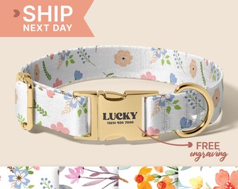 Floral Dog Collar And Leash - Adjustable Dog Collar Leash Set - Luxury Dog Leash For Safety - Trendy Dog Accessories - Dog Lover Gift