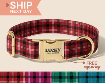 Stripe Or Plaid Martingale Dog Collar, Engraved Name on Dog Collar, Gift for Dogs, Collar for Small to Large Dogs, (P8)