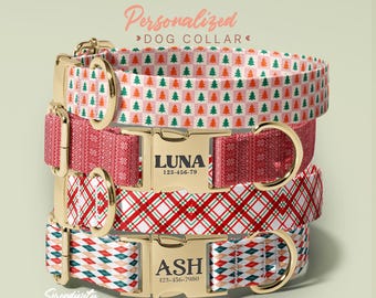 Christmas Buffalo Plaid Dog Collar, Boy Dog Collar, Holiday Gift For Favorite Dog, Puppy Collar, Holiday Pet Collar, (P144)