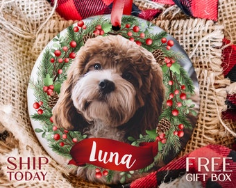 Christmas Ornament with Personalized Dog Photo, Great for Seasonal Home Decor, Thoughtful Pet Lovers Present