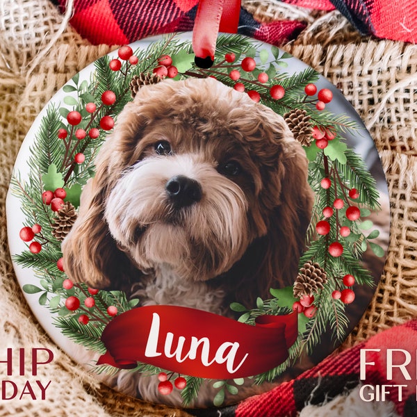 Christmas Ornament with Personalized Dog Photo, Great for Seasonal Home Decor, Thoughtful Pet Lovers Present