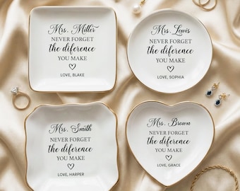 End of Year Appreciation Gift for Teacher | Personalized Teacher Gift Trinket Dish |Teacher Appreciation Keepsake (FJ-49)
