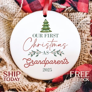 First Christmas As Grandma And Grandpa Ornament, Personalized Grandparents Ornament, Family Keepsake, Holiday Gift