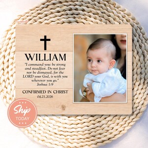 Baptism Confirmation Gift Custom Photo Frame, Personalized Bible Verse Picture Board, Christian Keepsake Gift(B-BBY14)