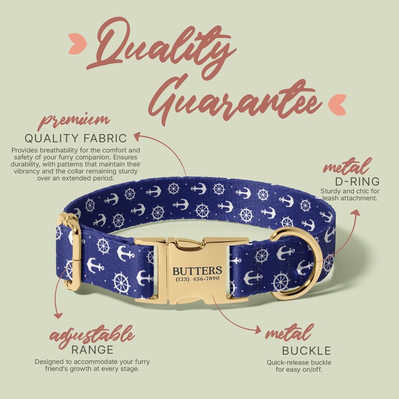 Anchor Dog Collar With Engraved Name, Ship Anchor Gift For Dog Lover, Dog Birthday Present, Unique Gift For Dogs, (P67) image 5