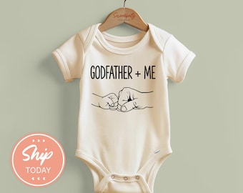 Godfather + Me Onesie®, Newborn Baptism Baby Bodysuit, Cute Gift From Godfather, Baby Announcement Clothing, (KA-FAM102)