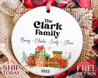 Christmas Ornament Custom Family Name, Personalized Christmas Ornament, Christmas Ornament with Family Name, Personalized Christmas Gift