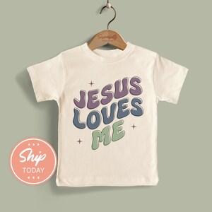 Jesus Loves Me Toddler Shirt, Christian Toddler Shirt, Faith-Based Kids Clothing, Religious Gift for Toddlers, Bible Verse Shirt(KA-REL51)
