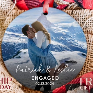 Personalized Engagement Celebration Ornament, Perfect for Newly Engaged Couples, Memorable Holiday Gift image 1