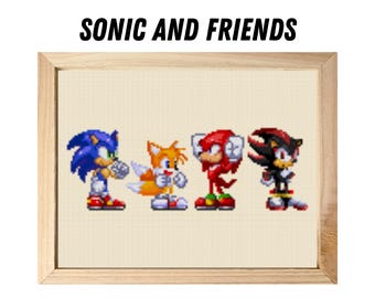Sonic and Friends : motif de point de croix - fichier numérique uniquement