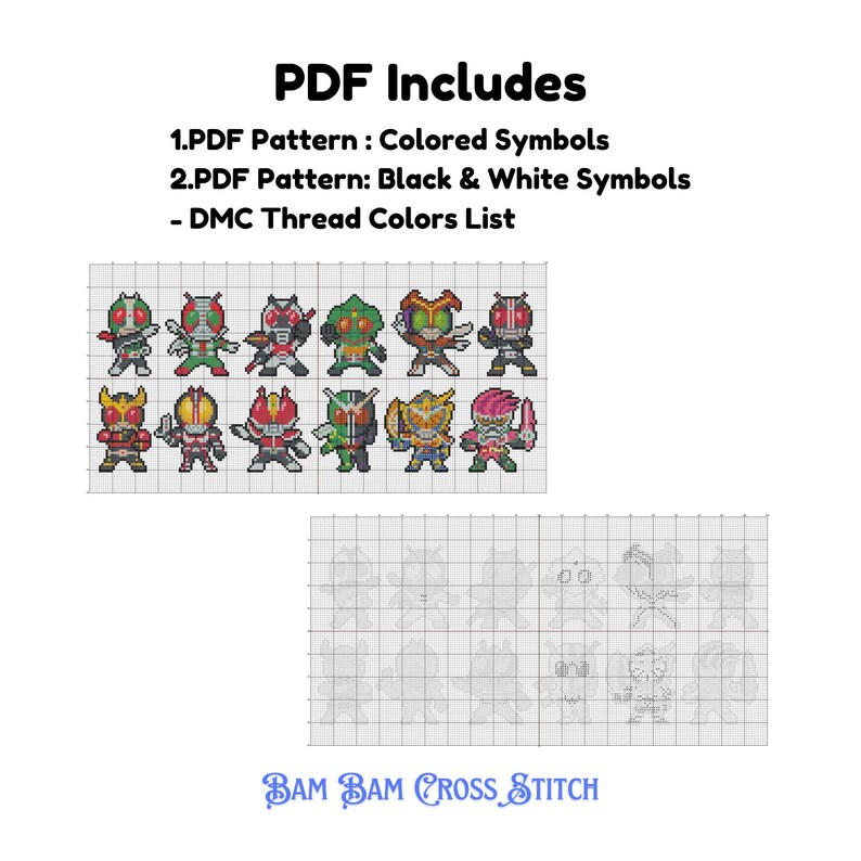 Kamen Rider Set 1 : Cross Stitch Pattern - DIGITAL FILE ONLY - Etsy