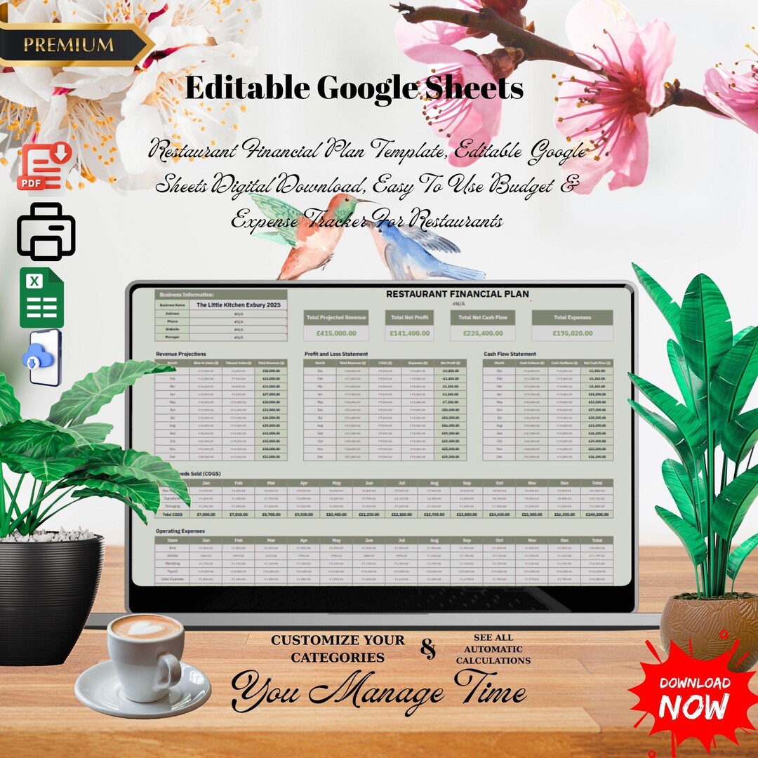 Restaurant Financial Plan Template: Google Sheets Budget Tracker ...