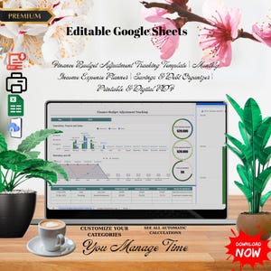 Finance Budget Adjustment Tracking Template | Monthly Income Expense Planner | Savings and Debt Organizer | Printable & Digital PDF