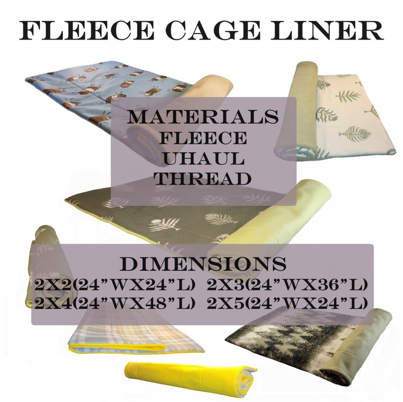 Cage Liner for Guinea Pig Small Animals Fleece Cage Liners Midwest Cage 2x2 24Wx24L / 2x3 24Wx36L / 2x4 24Wx48L / 2x524Wx60L image 2