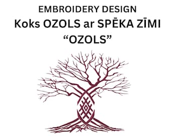 Latvju zīme Ozols ar stilizētu koku Ozols, Lettische Zeichen Stickdatei 4 Größen Lettische Zeichen Stilisierte Eiche