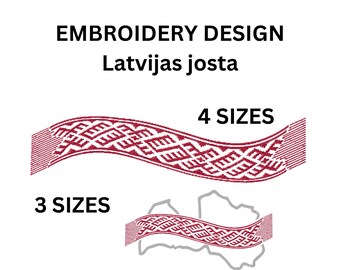 Latvijas Josta stilizēta Stickdatei 4 Größen Große Größen Latvju zīmes izšūšanas dizains