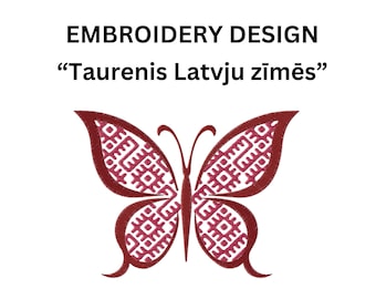 Taurenis Latviešu zīmēs, Lettische Zeichen Stickdatei 5 Größen Lettische Zeichen Latvju zīmes Butterflu Stickerei