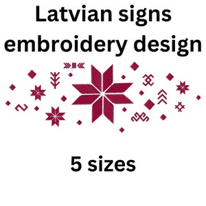 Lettische Zeichen Stickdatei 5 Größen Verschiedene Lettische Zeichen Perfekt Style EmbroideryByZane
