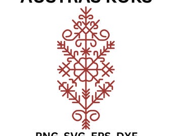 Austras Koks Lettischer Autsras Baum SVG EPS PNG DxF Lettisches Folklorezeichen Digital Download
