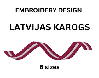 Izšūšanas dizains Latvijas karogs, lettische Flagge Stickdatei 6 Größen Lettland Zeichen Perfekter Stil