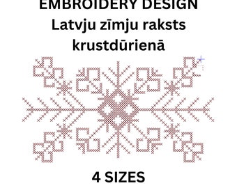Latviešu zīmju raksts krustdūrienā, Lettische Zeichen Stickdatei 4 Größen Lettische Zeichen Perfekter Stil Kreuzstich