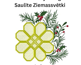 Latviešu zīme Saulīte Ziemassvētki, Ethnographisches lettisches Zeichen, lettische Zeichen Stickdatei 1 Größe, Weihnachten, lettische Zeichen Perfekter Stil
