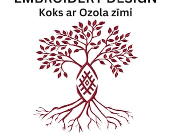 Latvju zīme Ozols ar stilizētu koku, Lettische Zeichen Stickdatei 4 Größen Lettische Zeichen Stilisiertes Eichenholz
