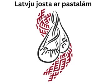 Latvijas Josta stilizēta ar Pastalam Stickdatei 6 Größen Latvju zīmes izšūšanas dizains Große Größen Latvju zīmes Latvijas raksti