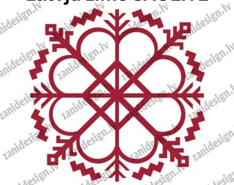 Lettisches ethnisches Symbol SVG EPS PNG DxF Lettisches Folklorezeichen Digitaler Download