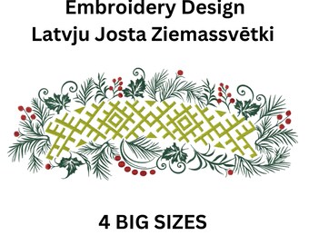 Latviešu Josta Ziemassvētki, Spēka zīme, Ethnographic Latvian sign,  Embroidery File 4 size, Christmas,  Latvju zimes BIG sizes