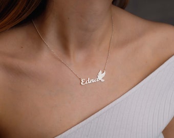 Personalized Bird Name Necklace, Dainty Animal Necklace, Gift For Her, Minimalist Necklace, Custom Necklace, Mothers Day Gifts For Mom