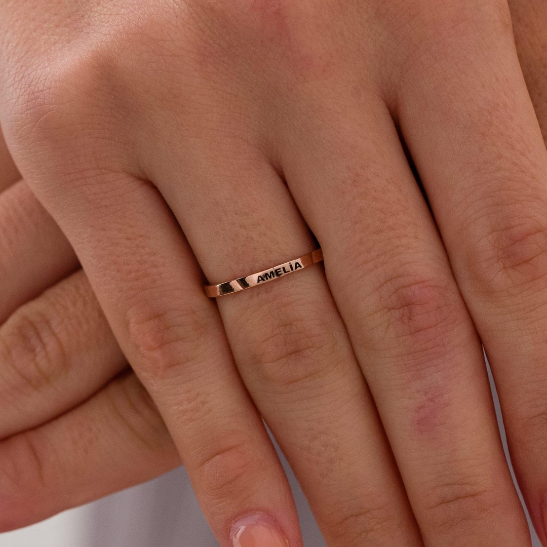 14K Gold Name Ring, Gold Name Ring, Handmade Name Ring, Personalized ...