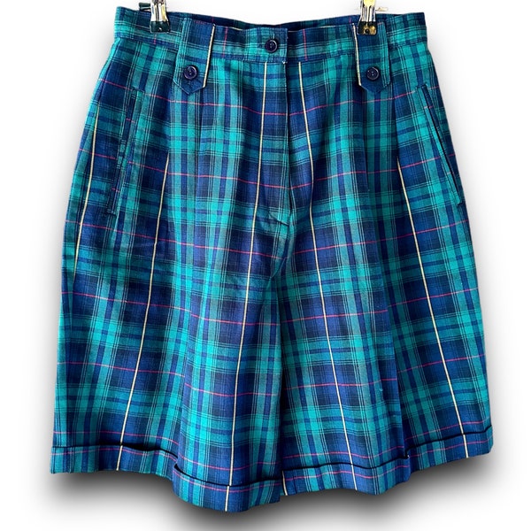 Vintage 90s/00s Bechamel plaid wide leg high waisted shorts