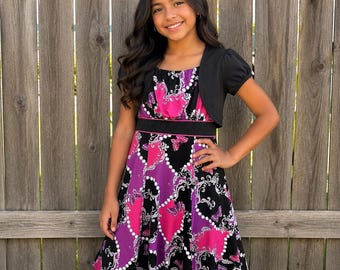 Y2K Vibrant Colored Butterfly Shrug Top Dress Sz 10-12