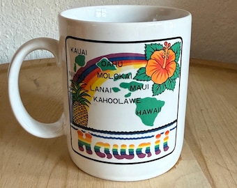Vintage Hawaii Island and Rainbow Souvinir Travel Novelty Coffee Mug