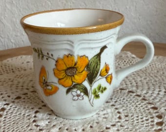 1970s Mikasa Baronial Floral and Butferfly Speckled Cream Coffee Tea Cup