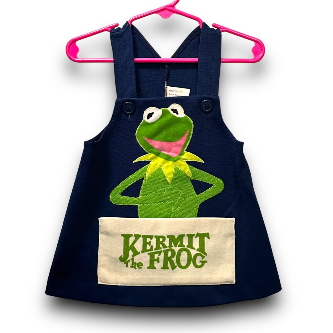 Vintage 70s Kermit the Frog Jumper Toddler Dress Etsy