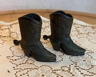 Vintage Pair of Diecast Trinket Western Boots Figurines