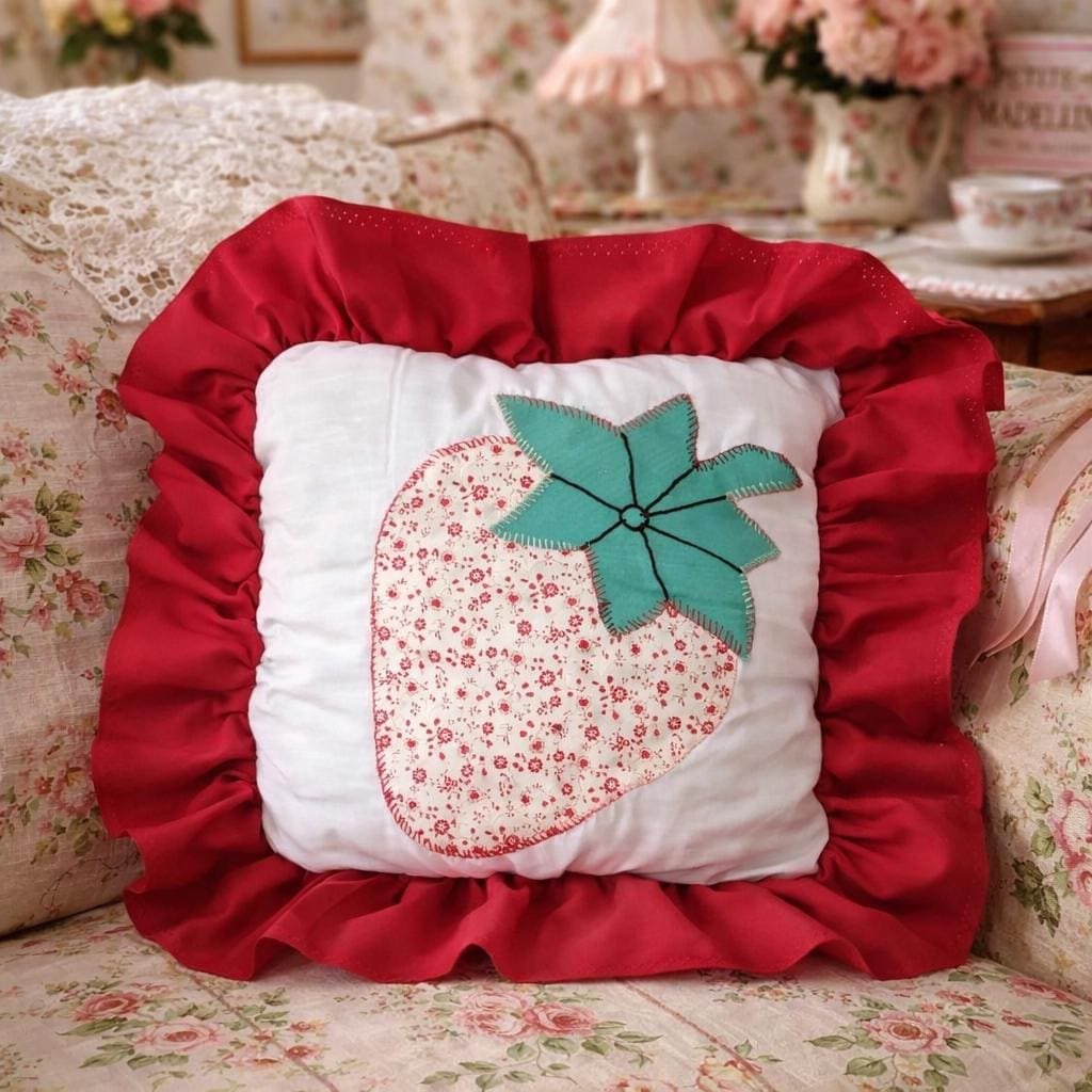Vintage Strawberry Handmade Appliqué Cottagecore Coquette