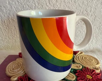 Vintage 1984 Rainbow Mug AS SEEN on Stranger Things, Collectible 80s Coffee Cup