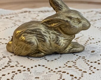 Vintage Brass Bunny Rabbit Trinket Figurine