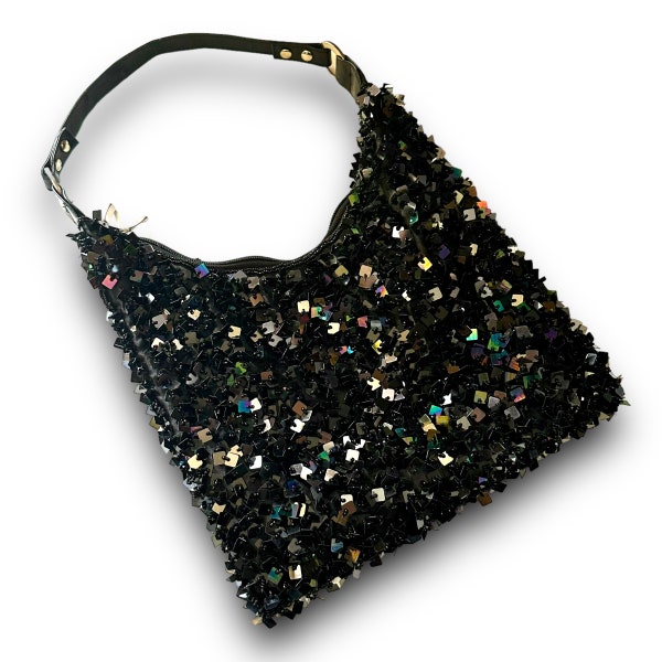 Vintage Y2K black sequin shoulder purse