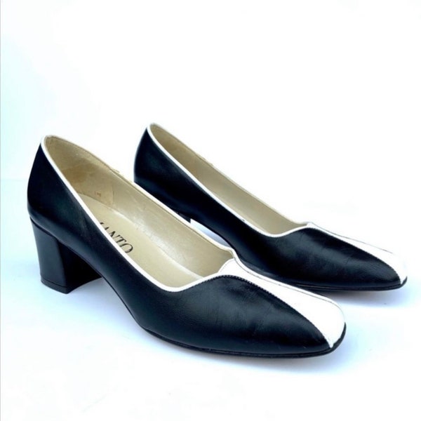 Vintage Siamanto black & white chunky retro heels