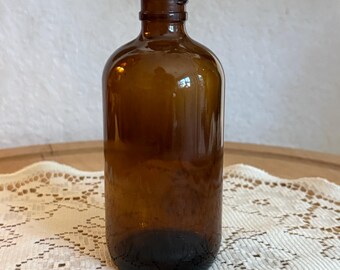 Vintage Amber Glass Bottle Miniature Vase