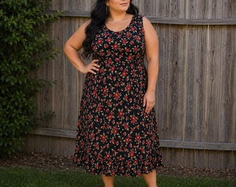 90s Floral Midi Plus Size Sophisticates by Jonathan Martin Dress Sz 1X