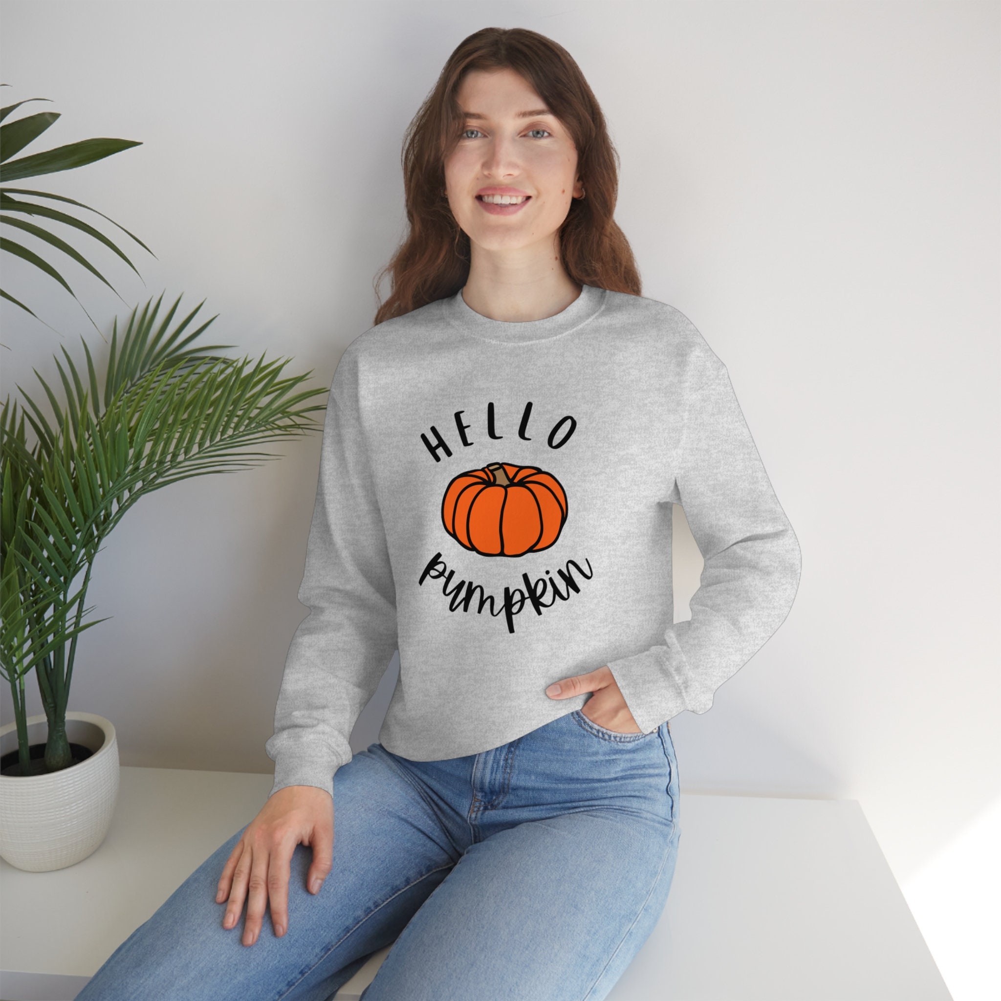 Discover Hello Pumpkin Halloween Autumn Crewneck Sweatshirt