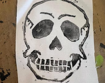 Schedelblokprint op canvasmateriaal