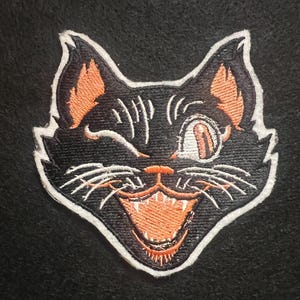 Spooky Halloween Cat Embroidered patch