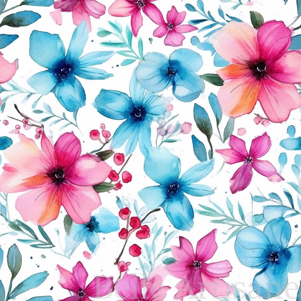 Watercolor Floral Digital Paper - SEAMLESS - Etsy